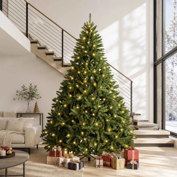 Umjetno božićno drvce s nogom 270 cm 600 LED lampica - Srednje zelena Ø 128 x 270 cm s 600 LED dioda