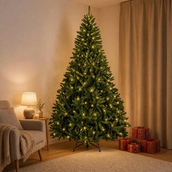 Umjetno božićno drvce s nogom 210 cm 400 LED lampica - Srednje zelena Ø 106 x 210 cm s 400 LED dioda
