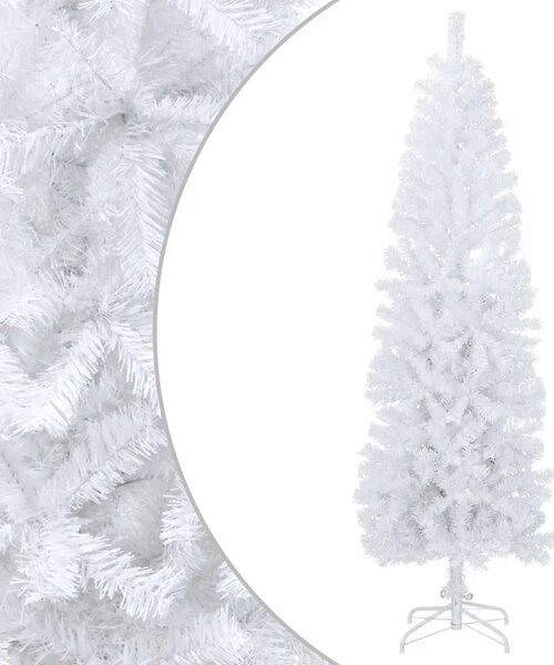Umjetno vitko božićno drvce 210 cm PVC i čelik Bijela - Bijela 210 cm