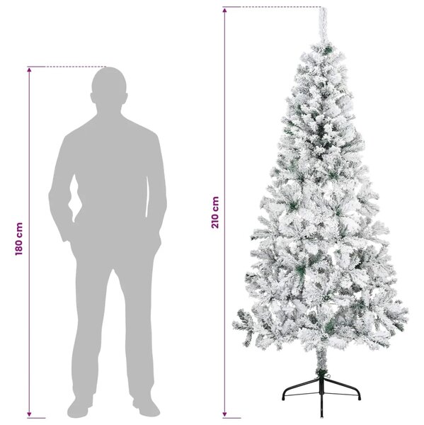 Umjetno božićno drvce 210 cm PVC i čelik Zelena i bijela - Zelena i bijela 210 cm