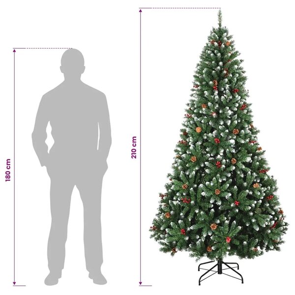 Umjetno božićno drvce sa šarkama 210 cm 300 LED lampica - Zelena sa zasnježenim vrhovima Ø 106 x 210 cm s 300 LED žaruljica