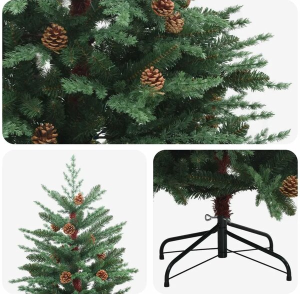 Umjetno božićno drvce s nogom 150 cm PE i PVC Zelena - Zelena 150 cm bez LED svjetala