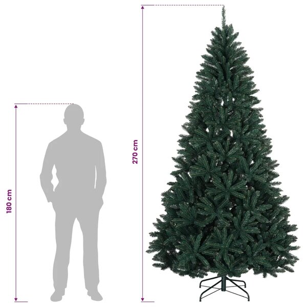 Umjetno božićno drvce s nogom 270 cm PVC Tamnozelena - Tamnozelena Ø 128 x 270 cm bez LED svjetala