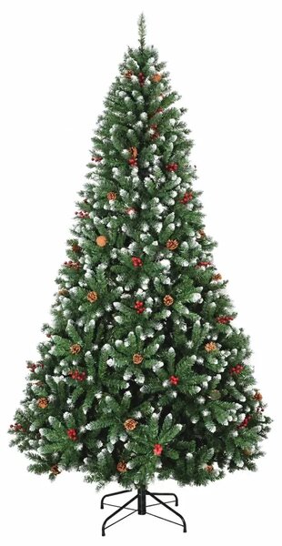 Umjetno božićno drvce sa šarkama 210 cm 300 LED lampica - Zelena sa zasnježenim vrhovima Ø 106 x 210 cm s 300 LED žaruljica