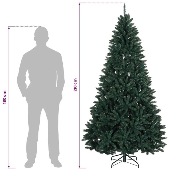 Umjetno božićno drvce s nogom 210 cm PVC Tamnozelena - Tamnozelena Ø 106 x 210 cm bez LED svjetala