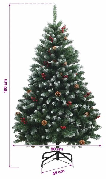 Umjetno božićno drvce sa zglobnim granama 180 cm PVC - Zeleno sa zamrznutim vrhovima Ø 90 x 180 cm bez LED svjetala