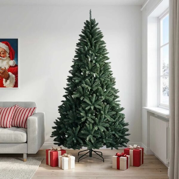 Umjetno božićno drvce s nogom 210 cm PVC Tamnozelena - Tamnozelena Ø 106 x 210 cm bez LED svjetala