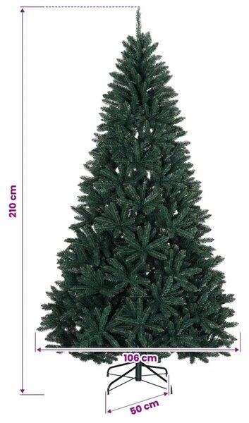 Umjetno božićno drvce s kuglicama tamnozeleno 210 cm - Tamnozelena Ø 106 x 210 cm s 300 LED dioda i crnim lopticama
