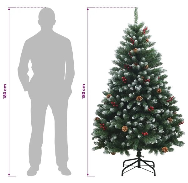 Umjetno božićno drvce sa zglobnim granama 180 cm PVC - Zeleno sa zamrznutim vrhovima Ø 90 x 180 cm bez LED svjetala