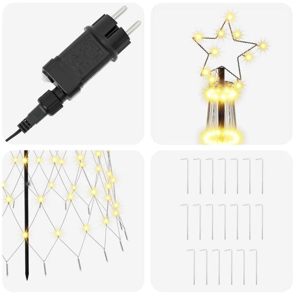 LED božićno drvce 250 cm 290 LED lampica Topla bijela Željezo - Topla bijela 250 cm