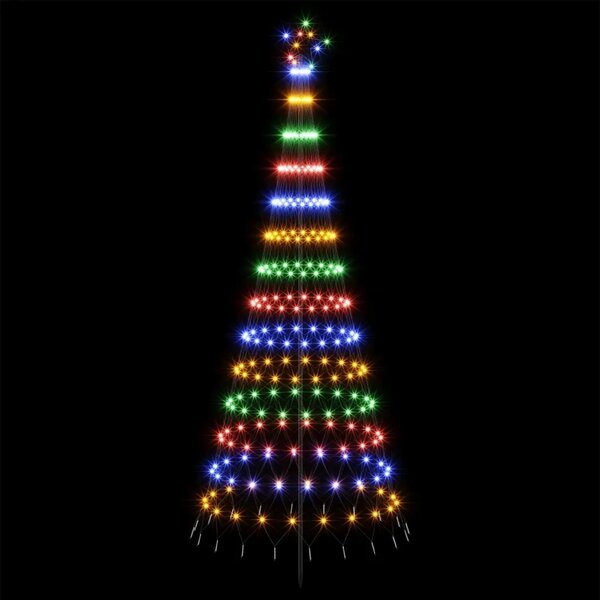 LED božićno drvce 250 cm 290 LED lampica Višebojno Željezo Crna - Šareni 250 cm