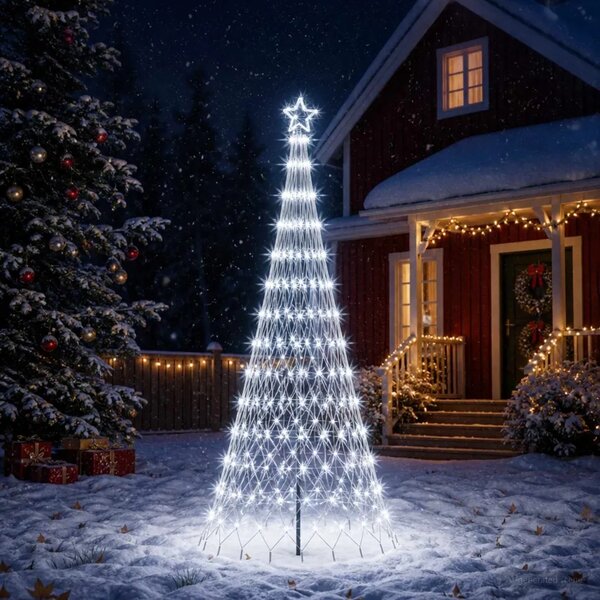 LED božićno drvce 250 cm 290 LED lampica Hladno bijela Željezo - Hladna bijela 250 cm