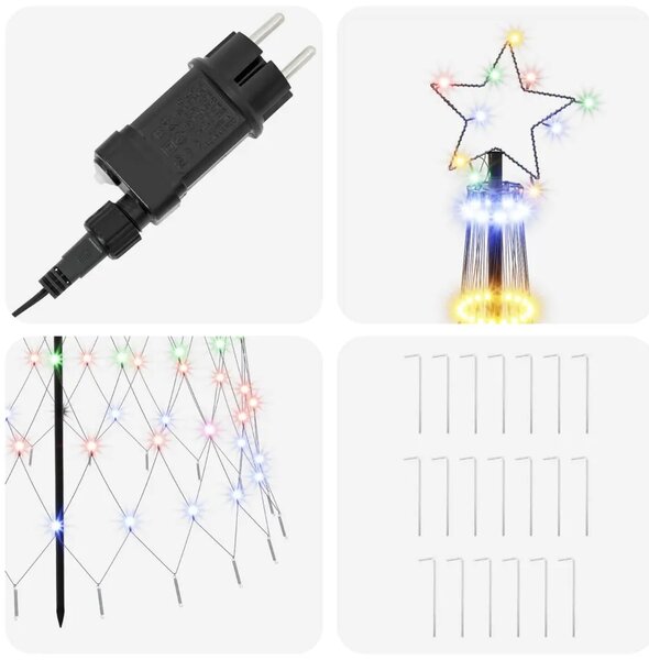LED božićno drvce 250 cm 290 LED lampica Višebojno Željezo Crna - Šareni 250 cm