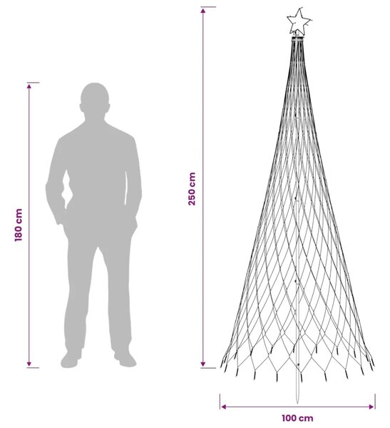 LED božićno drvce 250 cm 290 LED lampica Topla bijela Željezo - Topla bijela 250 cm