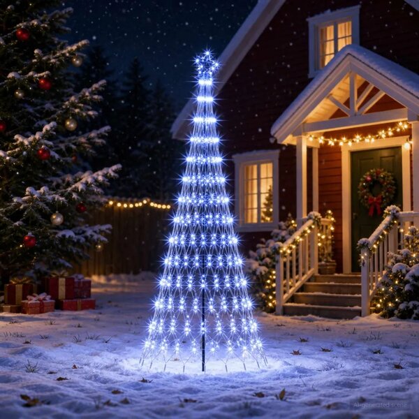 LED božićno drvce 250 cm 290 LED lampica Plava Željezo Crna - Plava 250 cm