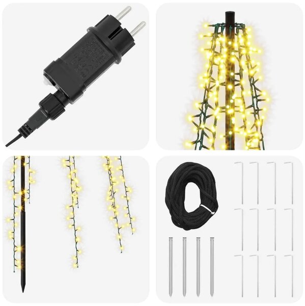 LED božićno drvce 385 cm 2460 LED lampica Topla bijela Čelik - 385 cm