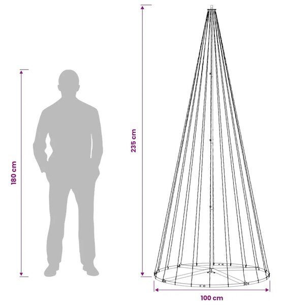 LED božićno drvce 235 cm 500 LED lampica Topla bijela Željezo - 235 cm