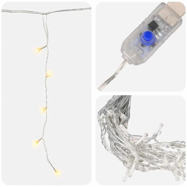 Svjetlosna zavjesa 210 LED lampica Topla bijela 500 x 72 cm - Topla bijela 210
