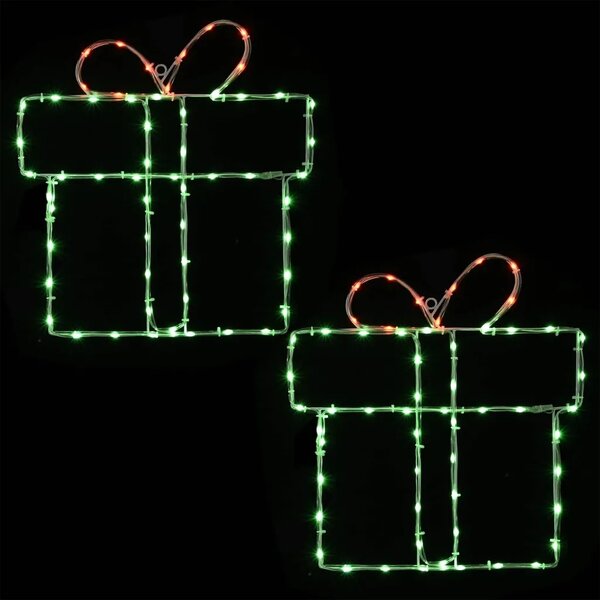 Božićna svjetleća silueta za prozor LOVIISA 2 kom. - Crvena i zelena