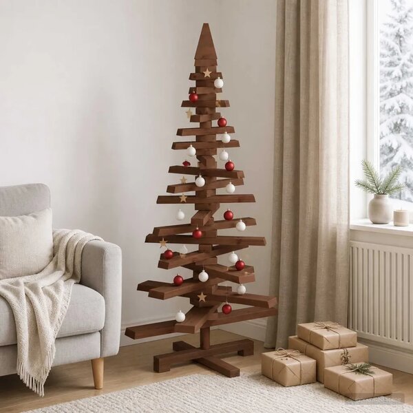 Drveno božićno drvce KOTKA 120 cm Masivna borovina - 120 cm Tamno smeđa završna obrada