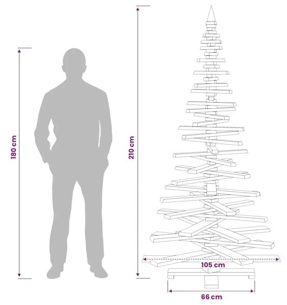 Drveno božićno drvce KOTKA 210 cm Masivna borovina - 210 cm Tamno smeđa završna obrada
