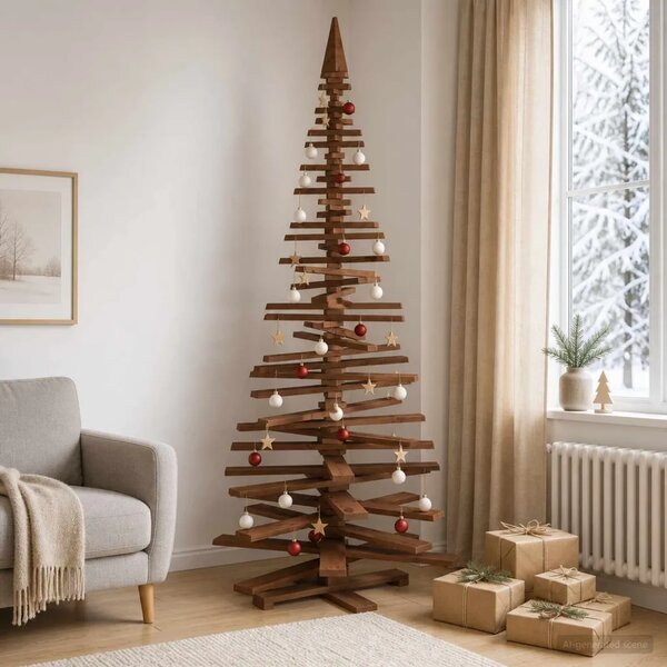 Drveno božićno drvce KOTKA 240 cm Masivna borovina - 240 cm Tamno smeđa završna obrada