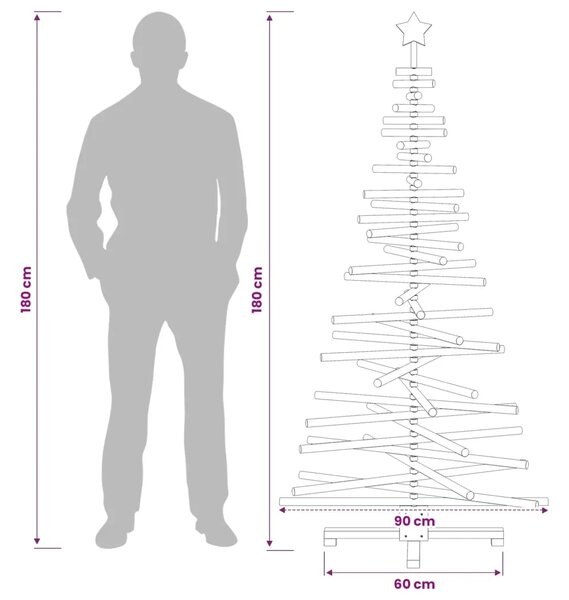 Drveno božićno drvce KOTKA 180 cm Masivna borovina - 180 cm Smeđa završna obrada