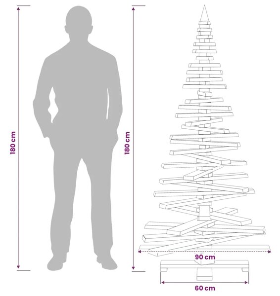 Drveno božićno drvce KOTKA 180 cm Masivna borovina - 180 cm Tamno smeđa završna obrada