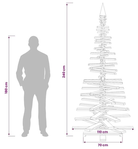 Drveno božićno drvce KOTKA 240 cm Masivna borovina - 240 cm Tamno smeđa završna obrada