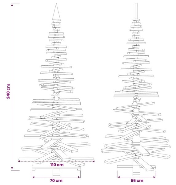Drveno božićno drvce KOTKA 240 cm Masivna borovina - 240 cm Tamno smeđa završna obrada