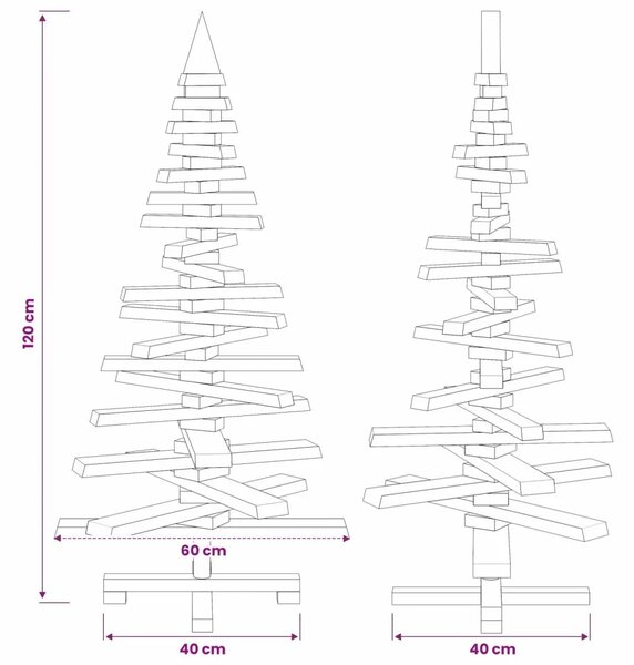 Drveno božićno drvce KOTKA 120 cm Masivna borovina Prirodno - 120 cm Prirodna (neobrađena)