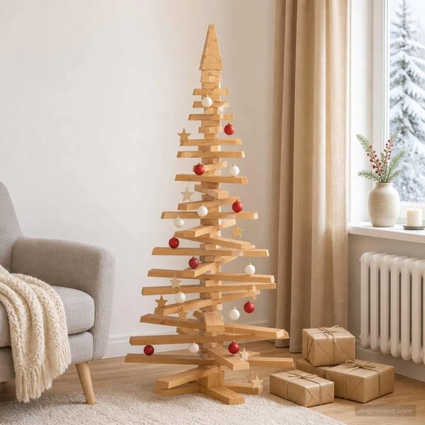 Drveno božićno drvce KOTKA 150 cm Masivna borovina - 150 cm Smeđa završna obrada