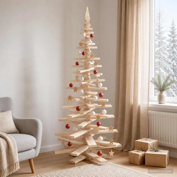 Drveno božićno drvce KOTKA 210 cm Masivna borovina Prirodno - 210 cm Prirodna (neobrađena)