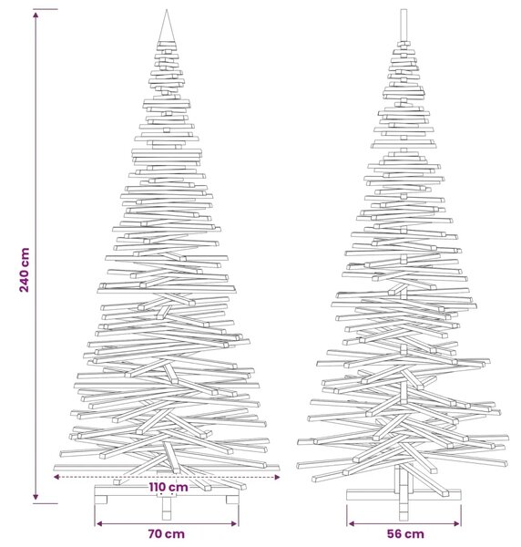 Drveno božićno drvce KOTKA 240 cm Masivna borovina - 240 cm Tamno smeđa završna obrada