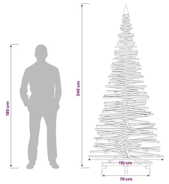 Drveno božićno drvce KOTKA 240 cm Masivna borovina - 240 cm Tamno smeđa završna obrada