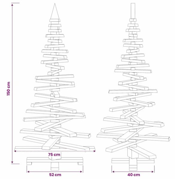 Drveno božićno drvce KOTKA 150 cm Masivna borovina - 150 cm Smeđa završna obrada