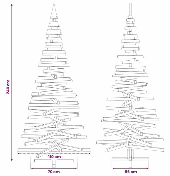 Drveno božićno drvce KOTKA 240 cm Masivna borovina - 240 cm Tamno smeđa završna obrada