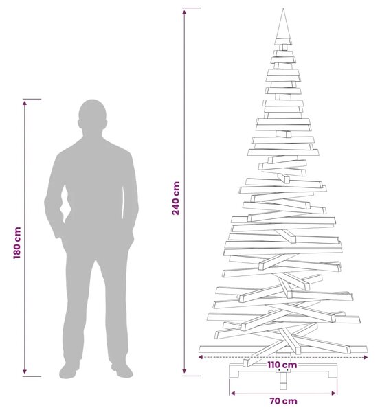 Drveno božićno drvce KOTKA 240 cm Masivna borovina - 240 cm Tamno smeđa završna obrada