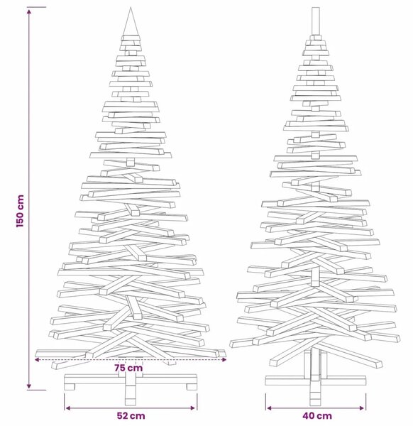 Drveno božićno drvce KOTKA 150 cm Masivna borovina Prirodno - 150 cm Prirodna (neobrađena)