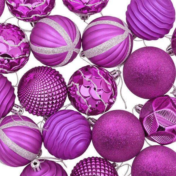 Set božićnih kuglica 36 kom. Lila 6 cm Polistiren - Lila