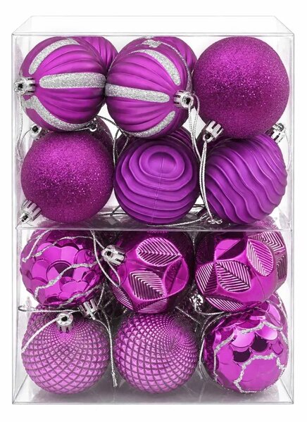 Set božićnih kuglica 36 kom. Lila 6 cm Polistiren - Lila