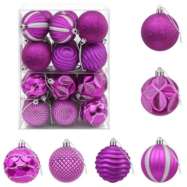 Set božićnih kuglica 36 kom. Lila 6 cm Polistiren - Lila