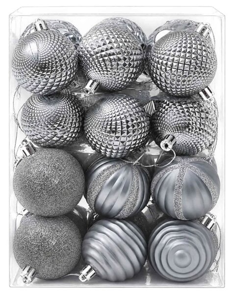 Set božićnih kuglica 36 kom. Siva 6 cm Polistiren - Siva
