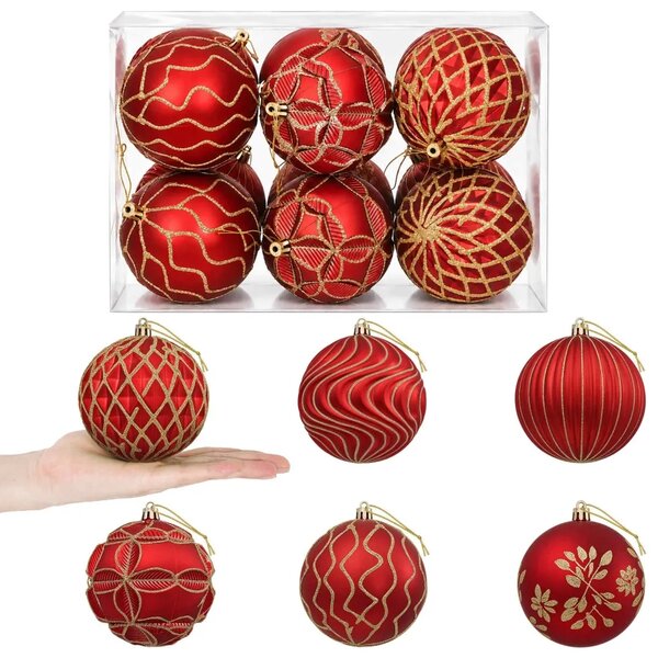 Set božićnih kuglica XL 12 kom. Crvena i zlatna 10 cm - Crvena i zlatna 12