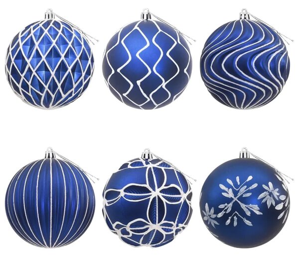 Set božićnih kuglica XL 12 kom. Plava i bijela 10 cm Polistiren - Plava i bijela 12