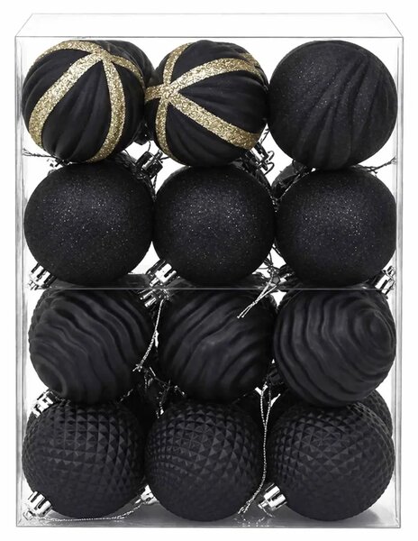 Set božićnih kuglica 36 kom. Crna 6 cm Polistiren - Crna