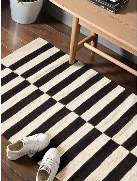 Crno-bijeli obostrani/ručno rađen vuneni tepih 80x150 cm Donna – Hanse Home