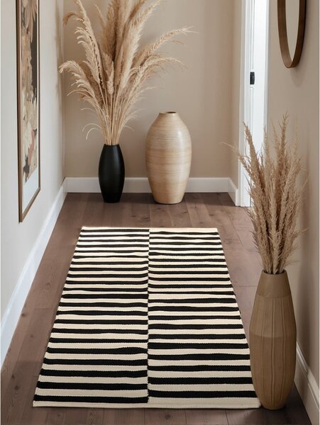 Crno-bijela obostrana/ručno rađena vunenia staza 80x200 cm Donna – Hanse Home