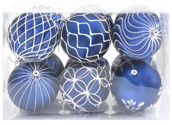 Set božićnih kuglica XL 12 kom. Plava i bijela 10 cm Polistiren - Plava i bijela 12