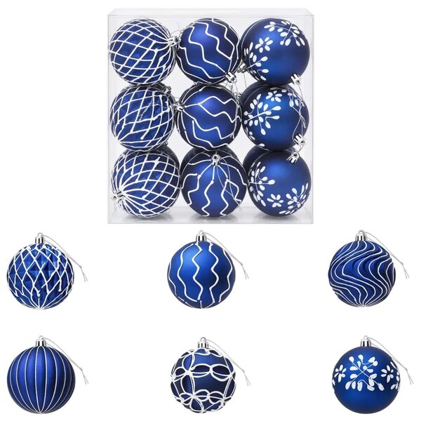 Set božićnih kuglica XL 18 kom. Plava i bijela 8 cm Polistiren - Plava i bijela 18
